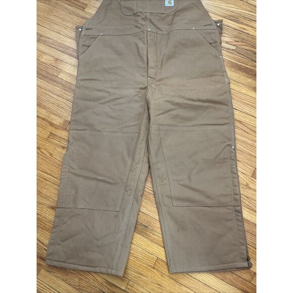 Vintage 80s 46x28 Carhartt Brown Double Knee Quilt Lined Overalls Bibs Union USA - Picture 8 of 16